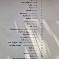 Allergen information (not the standard numbering, so I thought this'd be useful to share) at Oriental Soup House in Budapest