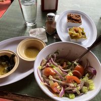 Ethiopian salad, collard greens, cabbage and carrots, red lentils  at Cafe Abyssinia in New Orleans
