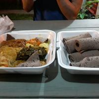 Veggie combo served with injera at Cafe Abyssinia in New Orleans