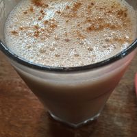 Banana, cinnamon and almond milk slake   at Greens Vegetarian Cafe in Hebden Bridge