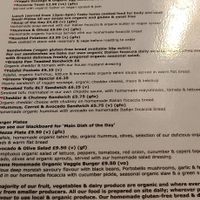 Menu at Greens Vegetarian Cafe in Hebden Bridge