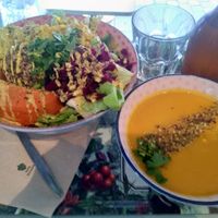 Pumpkin soup & Pumpkin salad at Le Botaniste - Schuman in Brussels