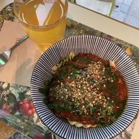 Iced Tea and Bomo Pasta at Le Botaniste - Schuman in Brussels