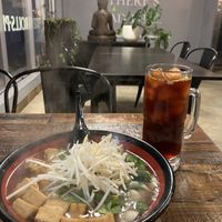 Vegetarian pho and Thai iced tea without milk.  at Sabaidee in Bremerton