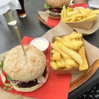 Vegan burger with fries and veganaise  at Beastie Burgers in Mechelen