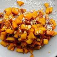 Toppings from home (apples and almonds) at Waffle Me Up in Boise