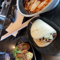 Spicy creamy vegan, plant based tacos and plant based bao  at JINYA Ramen Bar in Atlanta