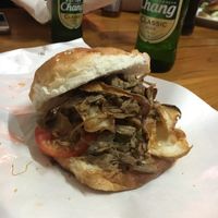 Mushroom burger  at Maya Burger Queen in Pai