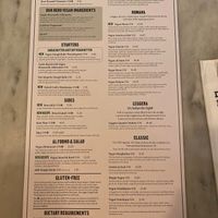 Vegan food menu at Pizza Express - Cromwell Rd in South West London