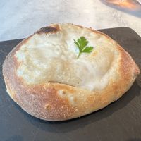 Garlic bread with vegan mozzarella   at Pizza Express in Hastings