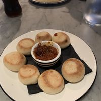 vegan dough balls and tomato and harissa paste at Pizza Express in Hatfield