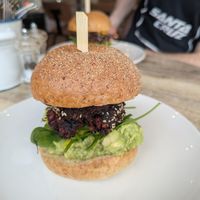 Vegan burger, so good! at Nourished in Avalon Beach