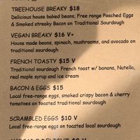 Menu at The TreeHouse in Tamborine Mountain