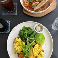 Vegan shakshuka and vegan big breaky  at Suka Espresso in Pecatu
