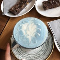Blue chai latte at Coffee & Drift in Lymington