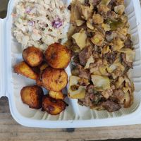 Jerk Chicken, Plantains and Cole Slaw (Daily Special) at Senbeb Cafe in Washington