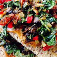 Raw vegan pizza! at Senbeb Cafe in Washington