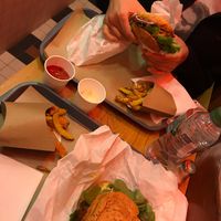 Cheeseburger and fries at VeganBioBurger in Paris