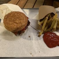 Steak & Bacon Burger w/ 🍟🍟 at VeganBioBurger in Paris