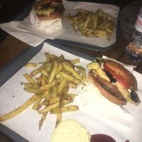 Cheeseburger and fries at VeganBioBurger in Paris