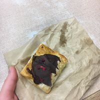 Chocolate and raspberry pastry  at Pyramid Vegan Cafe & Bakery in Glastonbury