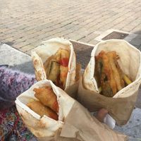 Vegan fish and chip wraps  at Pyramid Vegan Cafe & Bakery in Glastonbury
