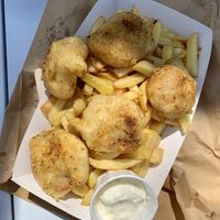 Chickun and chips at Pyramid Vegan Cafe & Bakery in Glastonbury