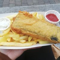 Vish and chips at Pyramid Vegan Cafe & Bakery in Glastonbury