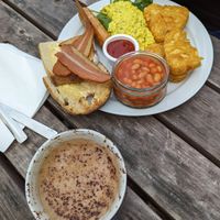 all day vegan breakfast + mocha at Pyramid Vegan Cafe & Bakery in Glastonbury
