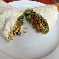 Mexican wrap- better warmed  at Pyramid Vegan Cafe & Bakery in Glastonbury