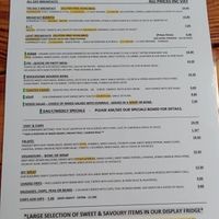 The menu (December 2024). at Pyramid Vegan Cafe & Bakery in Glastonbury