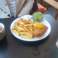 Vegan 'Fish' and Chips at Pyramid Vegan Cafe & Bakery in Glastonbury