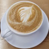 Oat milk latte at Coffee + Vanilla in Coquitlam