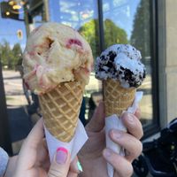 Strawberry lemonade and Cookie Monster   at Rocky Point Ice Cream in Port Moody