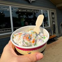 Vegan birthday cake ice creamm  at Rocky Point Ice Cream in Port Moody