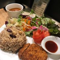 Ham cutlet and tomato curry main (so yum!) at Poe Poe in Yokohama