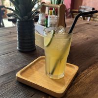 Ginger ice teaa  at Kunda Vegan Vegetarian in Chiang Rai