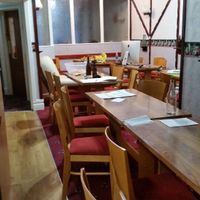 Shared dining hall at EA Hotel in Blackpool