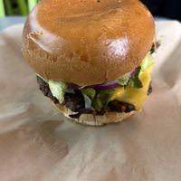 Tex burger.  Notice, no sides!  at Lindiana's Southern Vegan Kitchen - Maybe closed in Houston