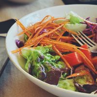 The veggie salad, with a simple dressing (olive oil, aceto, salt, pepper) to dress yourself. at Bahía Verde in Tenerife