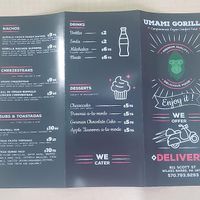 From their FB page- delivery menu at Umami Gorilla in Wilkes-barre