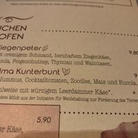 Menu  at Wilma Wunder in Dresden