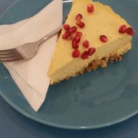 Vegan raw passionfruit cake at Nejen Kafe in Mlada Boleslav