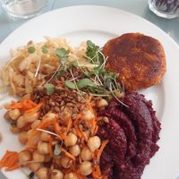 Nut burger with salads at The Grove Veggie Kitchen in Limerick