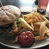 Vegan burger with mushrooms  at Apple & Eve in Hamburg