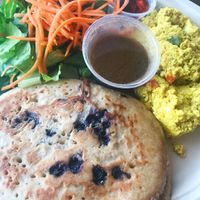 Blueberry pancake breakfast at Vegetarian Restaurant by Hakin in North Miami Beach