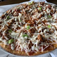 BBQ “chicken” ranch pizza...yum!!! at Vegetarian Restaurant by Hakin in North Miami Beach