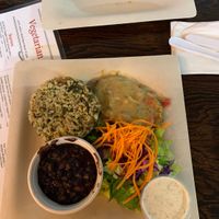 Fish platter with rice at Vegetarian Restaurant by Hakin in North Miami Beach