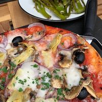 Vegan pizza with gluten free base  at Pizza Express in Reading