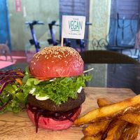 Pesto falafel burger at The Vegan Table in Phuket